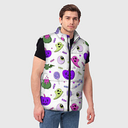 Мужской жилет Halloween purple pumpkin pattern, цвет: 3D-черный — фото 2