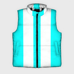 Мужской жилет Color light blue white lines, цвет: 3D-черный