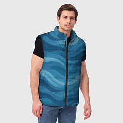 Мужской жилет Камуфляжные синие волны, цвет: 3D-черный — фото 2