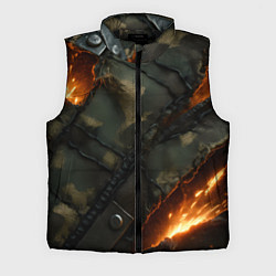 Мужской жилет Разорванный камуфляж с огнем, цвет: 3D-черный