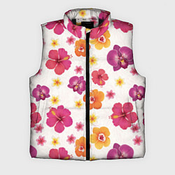 Мужской жилет Тропический букет - узор с яркими гибискусами и ор
