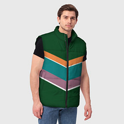 Мужской жилет Тёмный зелёный с полосами, цвет: 3D-черный — фото 2