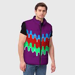 Мужской жилет Фиолетовый с искажёнными абстрактными полосами, цвет: 3D-черный — фото 2