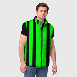 Мужской жилет Color black and green stripes, цвет: 3D-черный — фото 2
