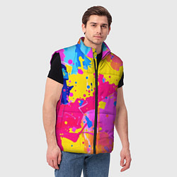 Мужской жилет Яркие пятна акриловой краски на стене, цвет: 3D-черный — фото 2