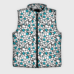 Мужской жилет Мелкий синий белый мозаичный узор на черном