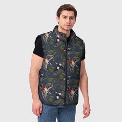 Мужской жилет Дятлы и цветы, цвет: 3D-черный — фото 2