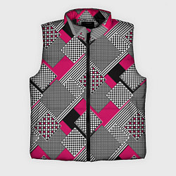 Мужской жилет Красно черная абстрактная геометрия пэчворк