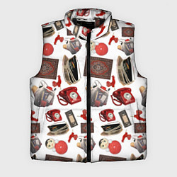 Мужской жилет Неваляшка утюг ретро авоська петушок телефон, цвет: 3D-черный