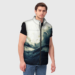 Мужской жилет Чёрно-синие абстрактные краски, цвет: 3D-черный — фото 2
