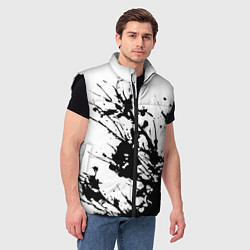 Мужской жилет Чёрная взрывная краска на белом, цвет: 3D-черный — фото 2