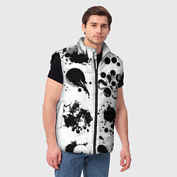 Мужской жилет Чёрно-белые кляксы - абстракция, цвет: 3D-черный — фото 2