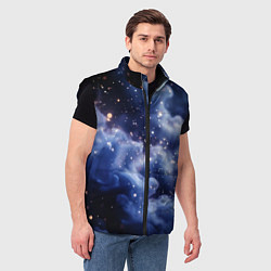 Мужской жилет Волшебная дымка тёмно-синий с искрами, цвет: 3D-черный — фото 2