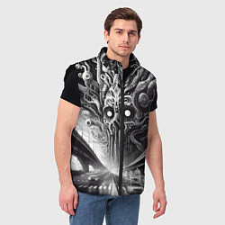 Мужской жилет Art skull in metropolis - ai art fantasy, цвет: 3D-черный — фото 2