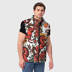 Мужской жилет Красный конь в стиле татуировки, цвет: 3D-черный — фото 2