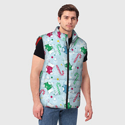 Мужской жилет Новогодний паттерн, цвет: 3D-красный — фото 2