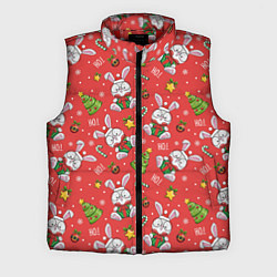 Мужской жилет Новогодний паттерн с зайчиком, цвет: 3D-красный