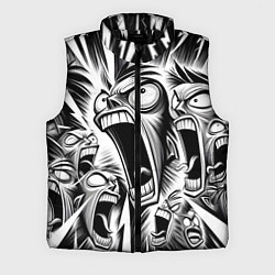 Мужской жилет Орущие рожицы и чёрные молнии - нейроарт