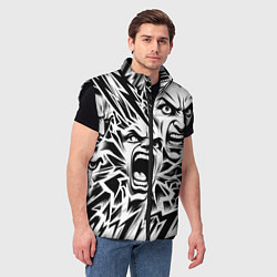 Мужской жилет Свирепые лица и молнии - нейроарт, цвет: 3D-черный — фото 2