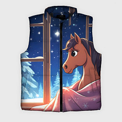 Мужской жилет Лошадка зимней звездной ночью