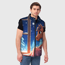 Мужской жилет Лошадка зимней звездной ночью, цвет: 3D-черный — фото 2