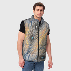 Мужской жилет Синие перья с самоцветами, цвет: 3D-черный — фото 2