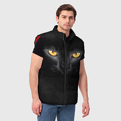 Мужской жилет Черная кошка, цвет: 3D-красный — фото 2
