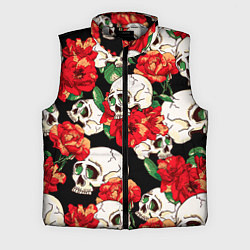Мужской жилет Черепки и розы, цвет: 3D-светло-серый