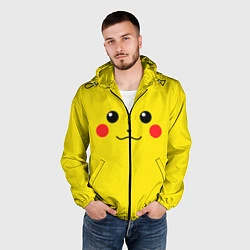 Ветровка с капюшоном мужская Happy Pikachu, цвет: 3D-черный — фото 2