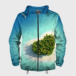 Ветровка с капюшоном мужская Остров, цвет: 3D-черный