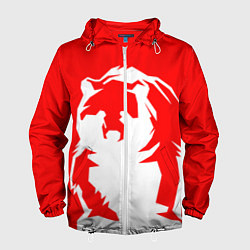 Ветровка с капюшоном мужская Красный медведь, цвет: 3D-белый