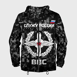Ветровка с капюшоном мужская ВВС: Служу России, цвет: 3D-черный