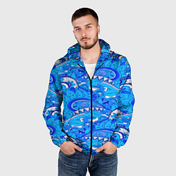 Ветровка с капюшоном мужская Floral pattern, цвет: 3D-черный — фото 2