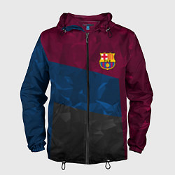 Ветровка с капюшоном мужская FC Barcelona: Dark polygons, цвет: 3D-черный