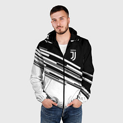 Ветровка с капюшоном мужская FC Juventus: B&W Line, цвет: 3D-черный — фото 2