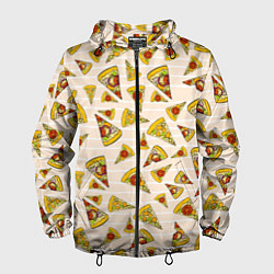 Ветровка с капюшоном мужская Pizza Love, цвет: 3D-черный