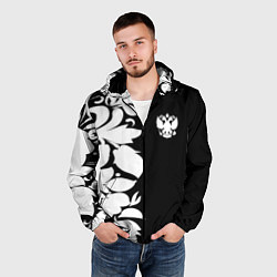 Ветровка с капюшоном мужская Russia: B&W Floral, цвет: 3D-черный — фото 2