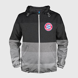 Ветровка с капюшоном мужская ФК Бавария: Серый стиль, цвет: 3D-белый