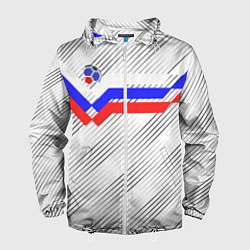 Ветровка с капюшоном мужская Российский футбол, цвет: 3D-белый