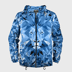 Ветровка с капюшоном мужская Сине-бело-голубой лев, цвет: 3D-черный