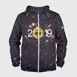 Ветровка с капюшоном мужская 2019 New Year, цвет: 3D-белый