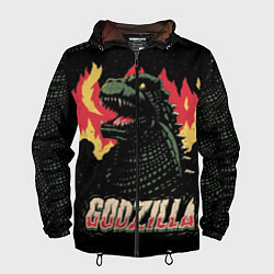 Ветровка с капюшоном мужская Flame Godzilla, цвет: 3D-черный