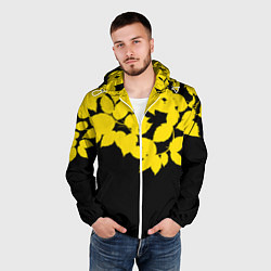Ветровка с капюшоном мужская Желтые Листья - Минимализм, цвет: 3D-белый — фото 2