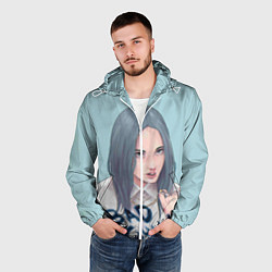 Ветровка с капюшоном мужская Billie Eilish: Bad Guy, цвет: 3D-белый — фото 2