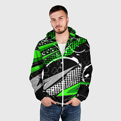 Ветровка с капюшоном мужская Black and green corners, цвет: 3D-белый — фото 2
