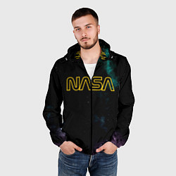 Ветровка с капюшоном мужская NASA Vision Mission and Core Values на спине, цвет: 3D-черный — фото 2