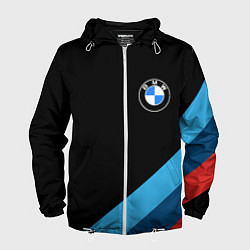 Ветровка с капюшоном мужская BMW, цвет: 3D-белый