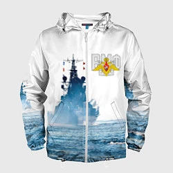 Ветровка с капюшоном мужская ВМФ, цвет: 3D-белый