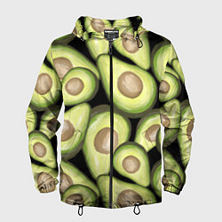 Ветровка с капюшоном мужская Avocado background, цвет: 3D-черный