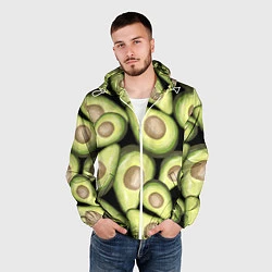 Ветровка с капюшоном мужская Avocado background, цвет: 3D-белый — фото 2
